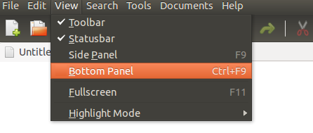 gedit-view-bottom-panel