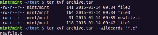 tar xvf –wildcards