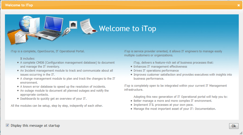 itop welcome note