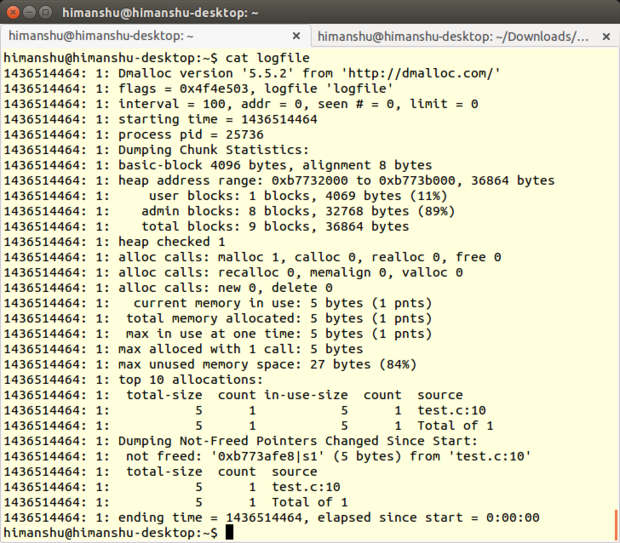 cw dmalloc output