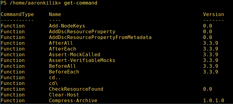 List Powershell Commands