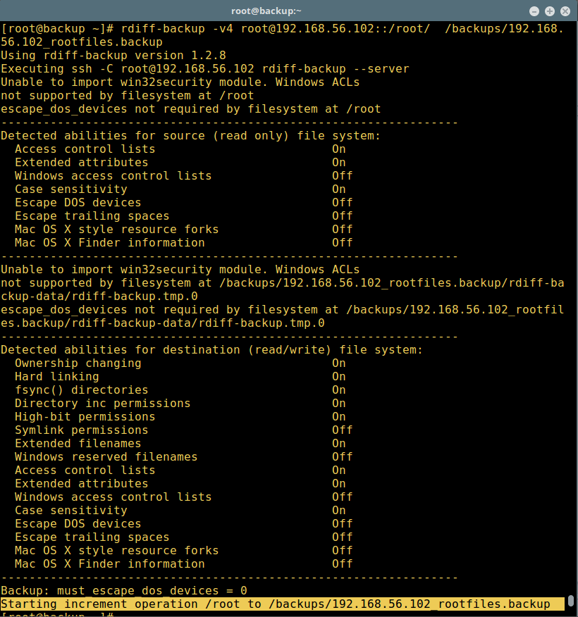 Incremental Backup with Summary