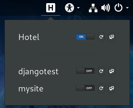 Hotel Manager extension status menu