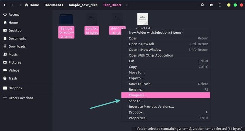 Select the files, right click and click compress