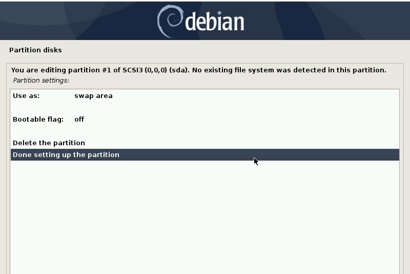 完成此分区设置-debian10