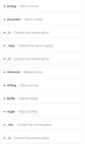 Errors identified by Grammarly