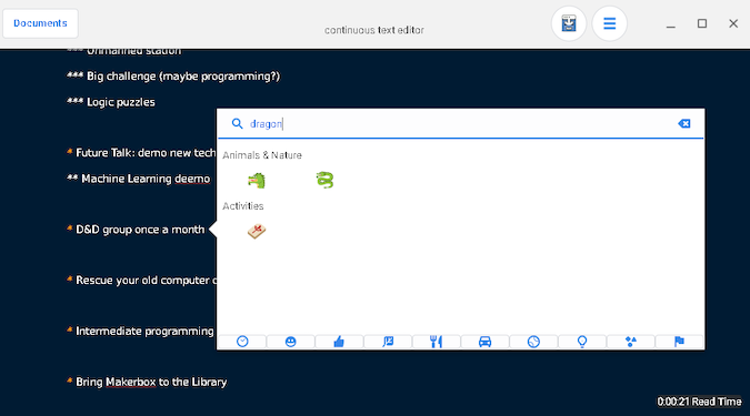 Norka terminal box with pop up box of emoji search menu