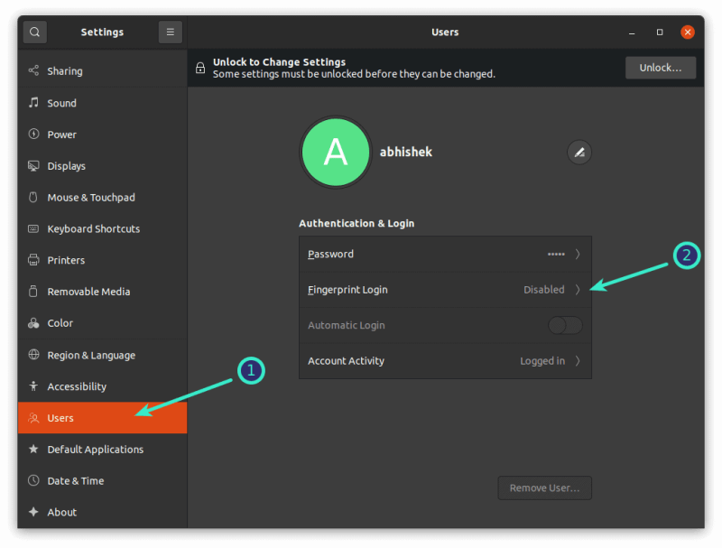 Enable fingerprint login in Ubuntu