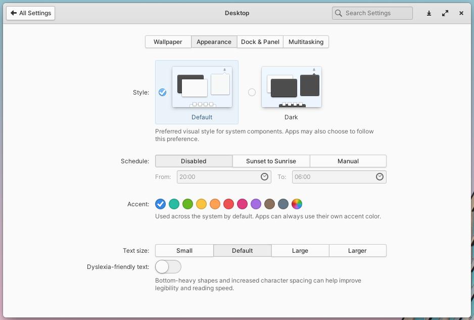 elementary OS 6 Odin 桌面设置界面