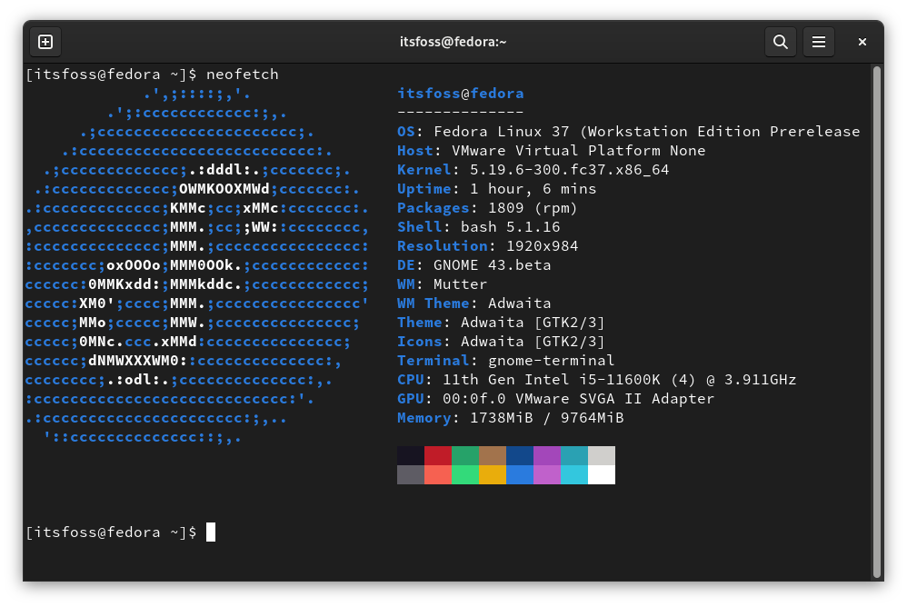 Fedora 37 neofetch