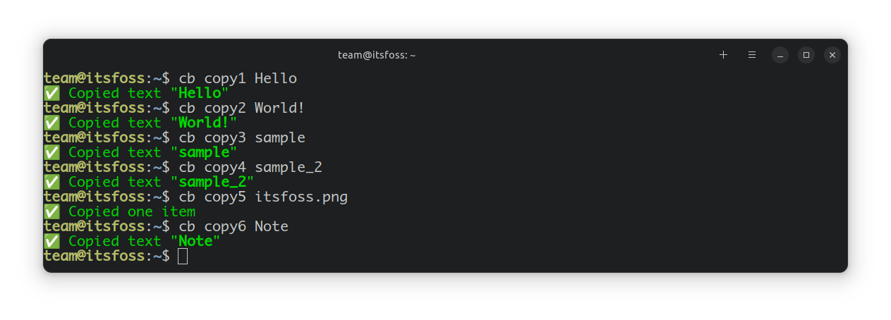 a screenshot of the cb copy command on clipboard
